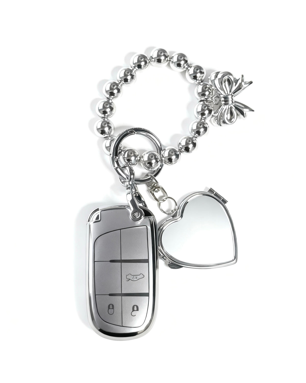 Mirror Silver Jeep Key Fob Case